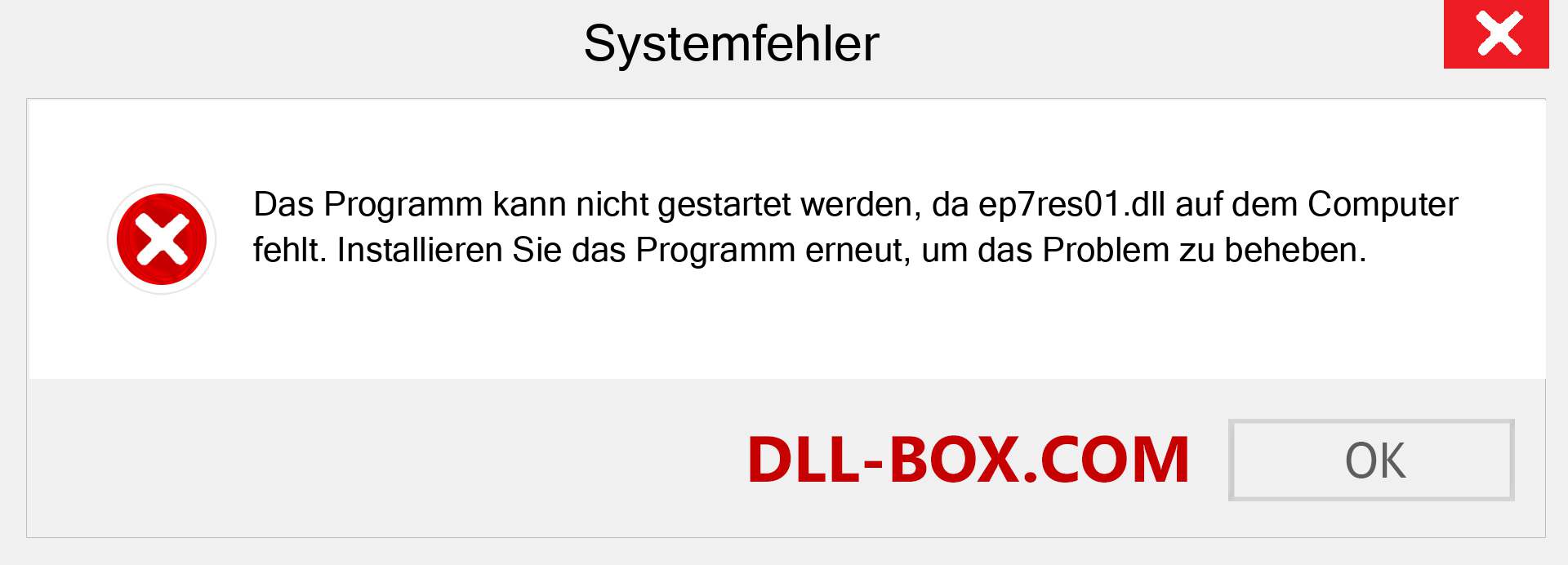 ep7res01.dll-Datei fehlt?. Download für Windows 7, 8, 10 - Fix ep7res01 dll Missing Error unter Windows, Fotos, Bildern